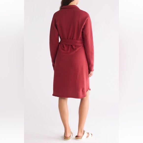 FRANK & EILEEN Willa Triple Fleece Wrap Dress Cranberry Red - Picture 2 of 8